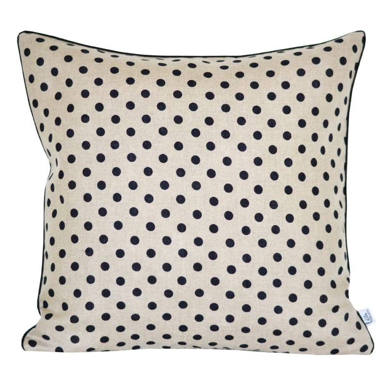 Lniana poszewka  w czarne grochy