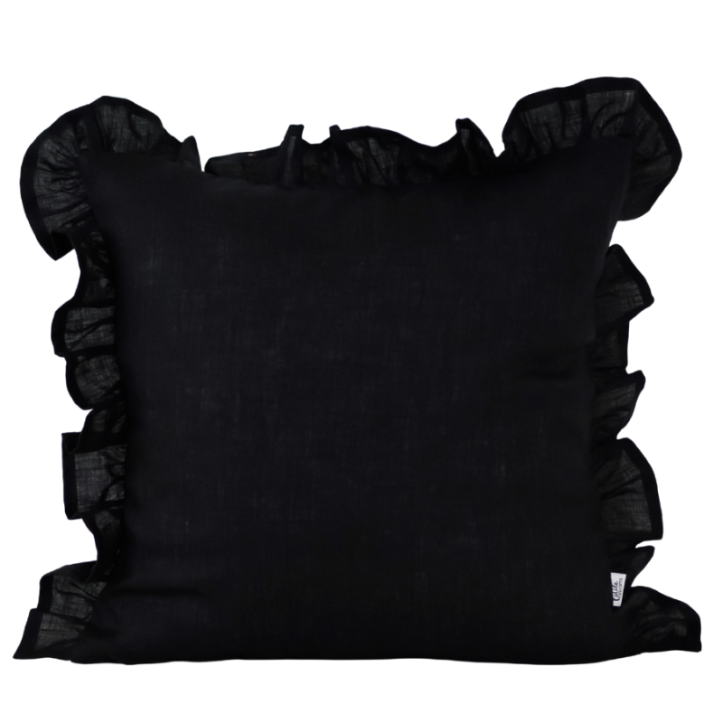 Czarna poszewka z falbanką