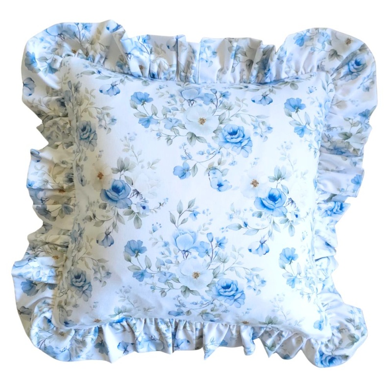 Poszewka  bawełniana z falbanką BLUE ROSE 